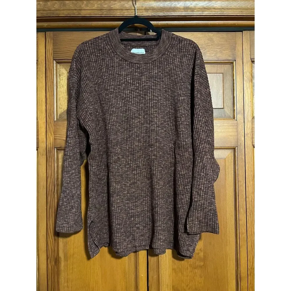 Abercrombie & Fitch Women's Soft A&F Ribbed Bell Sleeve Sweater Brown Size XL - Picture 2 of 11